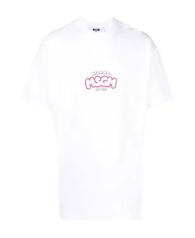 MSGM MSGM LOGO PRINTED CREWNECK T-SHIRT