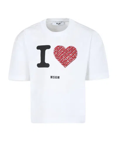 Msgm Logo-print T-shirt In White