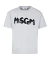 Msgm Grey T-shirt For Kids With Logo In White