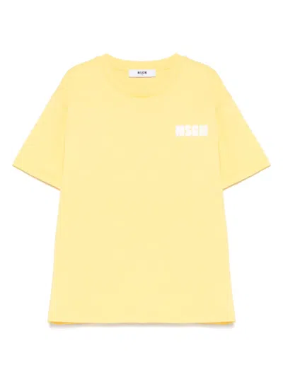 Msgm Kids' Logo-print T-shirt In Yellow