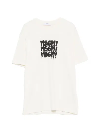 Msgm Kids' Logo-print T-shirt In Yellow