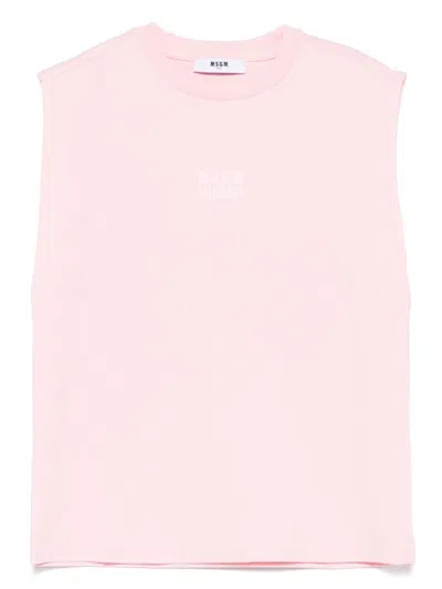 Msgm Kids' Logo-print Tank Top In Pink