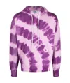 Msgm Tie Dye Cotton Jersey Sweatshirt Hoodie In Purple