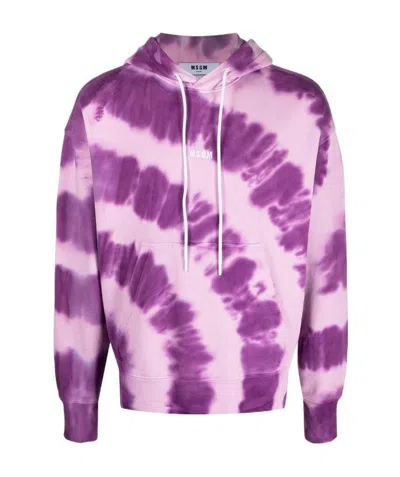 MSGM MSGM LOGO PRINTED TIE-DYE HOODIE