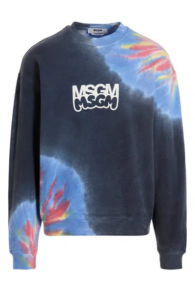 Msgm Logo Print Tie Dye Sweatshirt By Burro Studio