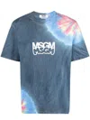 Msgm Bold Logo Tie-dye T-shirt In 蓝色