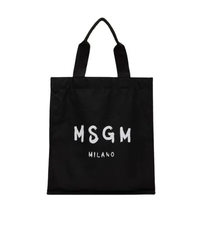 Msgm Logo-print Tote Bag In Black