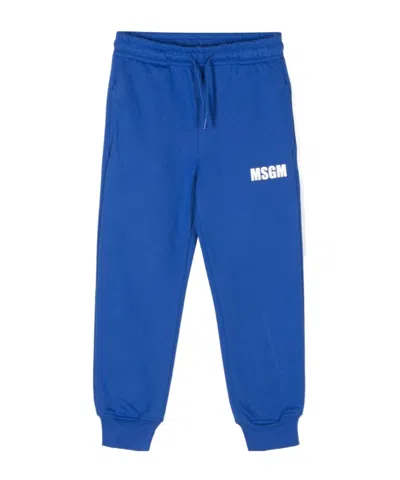 Msgm Logo-print Track Pants In Blue