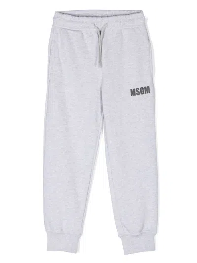 Msgm Kids' Logo-print Track Pants In Grey