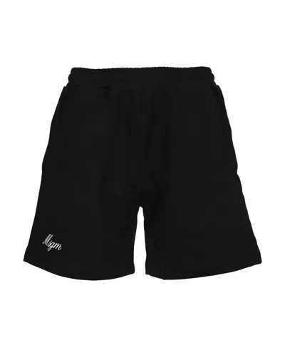 Msgm Logo Print Track Shorts In Black