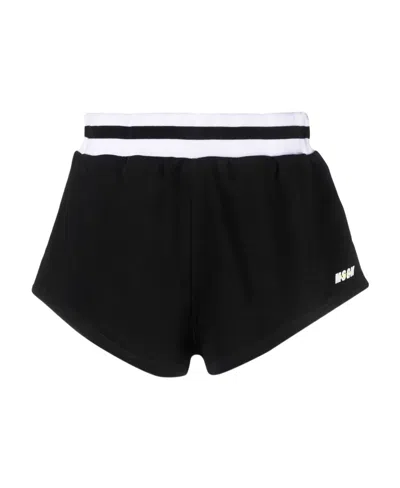 MSGM MSGM LOGO PRINTED HIGH WAIST TRACK SHORTS
