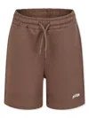 Msgm Logo-print Track Shorts In Brown