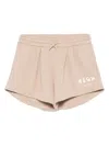 Msgm Logo-print Track Shorts In Neutrals