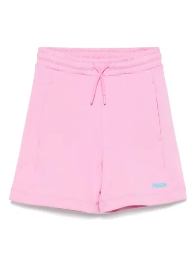 Msgm Kids' Logo-print Track Shorts In Pink