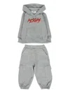 Msgm Grey Suit For Baby Boy With Logo In Gray