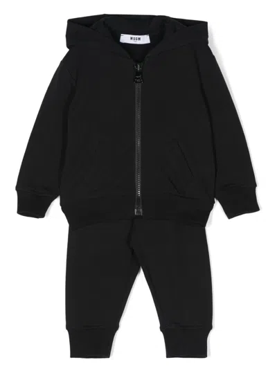 Msgm Babies' Logo-print Tracksuit Set In Black