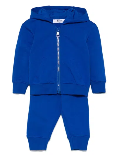 Msgm Babies' Logo-print Tracksuit Set In Blue