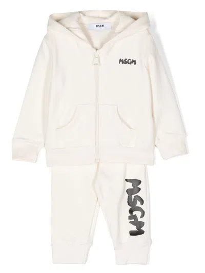 Msgm Babies' Logo-print Tracksuit Set In Neutrals