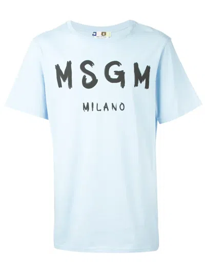Msgm Logo Print T-shirt In Blue
