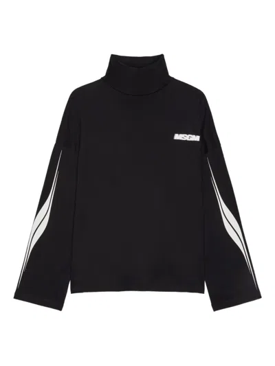 Msgm Logo-print Turtleneck T-shirt In Black