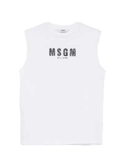 Msgm Kids' Logo-print Vest In White