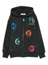 Msgm Logo-print Zip-up Hoodie In Black