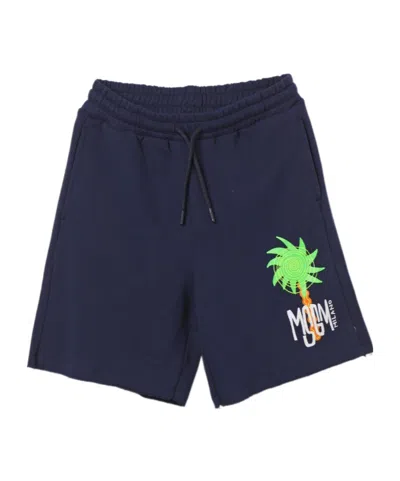 Msgm Logo Printed Casual Shorts In Blue