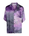 Msgm Logo Printed Collared Button-up Shirt In Purple