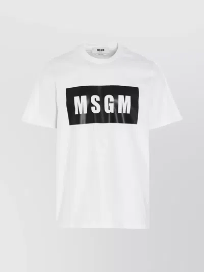 Msgm Logo Printed Crew Neck T-shirt In White