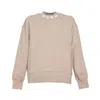 Msgm Beige Cotton Crewneck Sweatshirt Brush Logo Print On Neck In Beige