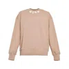Msgm Beige Cotton Crewneck Sweatshirt Brush Logo Print On Neck In Brown