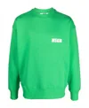 Msgm Logo Printed Crewneck Sweatshirt In Green