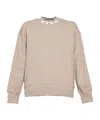 Msgm Beige Cotton Crewneck Sweatshirt Brush Logo Print On Neck In Nude