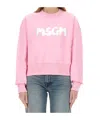 Msgm Logo Crew Neck Cropped Sweatshirt In Pink
