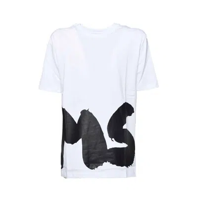 Msgm Kids' Logo Printed Crewneck T-shirt In Bianco
