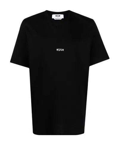 Msgm Logo-printed Crewneck T-shirt In Black