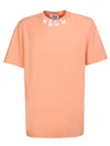 Msgm Logo Printed Crewneck T-shirt In Orange