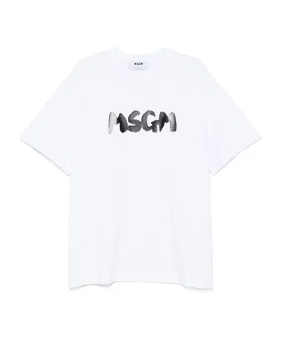 Msgm Logo-printed Crewneck T-shirt In White