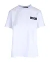 Msgm White Crop T-shirt With Logo Print On The Front And Maxi Print On The Back In White