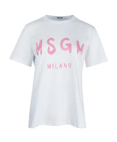Msgm T-shirt With Logo In Multicolor
