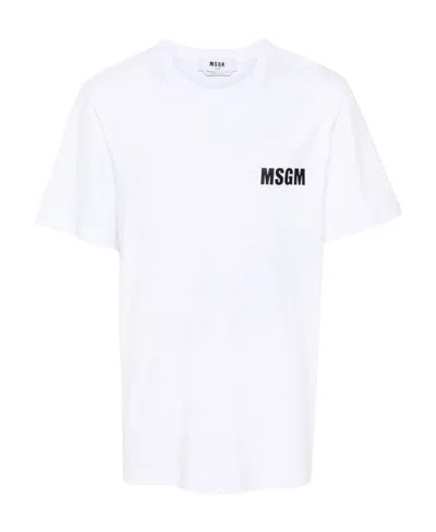 Msgm Logo Printed Crewneck T-shirt In White
