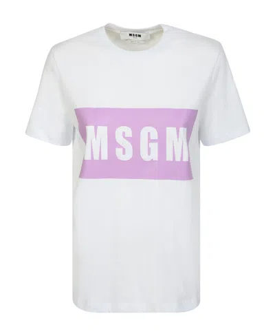 Msgm Logo Printed Crewneck T-shirt In White