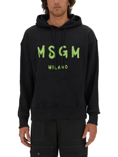 MSGM LOGO PRINTED DRAWSTRING HOODIE