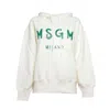 Msgm Logo Printed Drawstring Hoodie In Panna