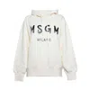 Msgm Logo Printed Drawstring Hoodie In Panna