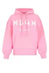 Msgm Hooded Sweatshirt With Drawstring And Ribbed Finish In Pink