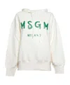 Msgm Logo Printed Drawstring Hoodie In White