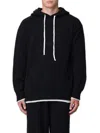 MSGM LOGO PRINTED DRAWSTRING KNIT HOODIE