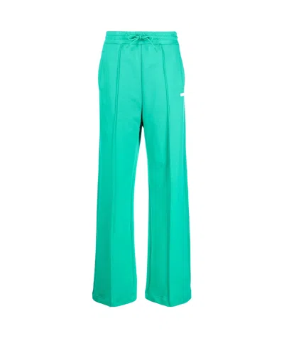 Msgm Logo Printed Drawstring Trousers In Green