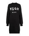 Msgm Brushed Detail Logo Dress In Black